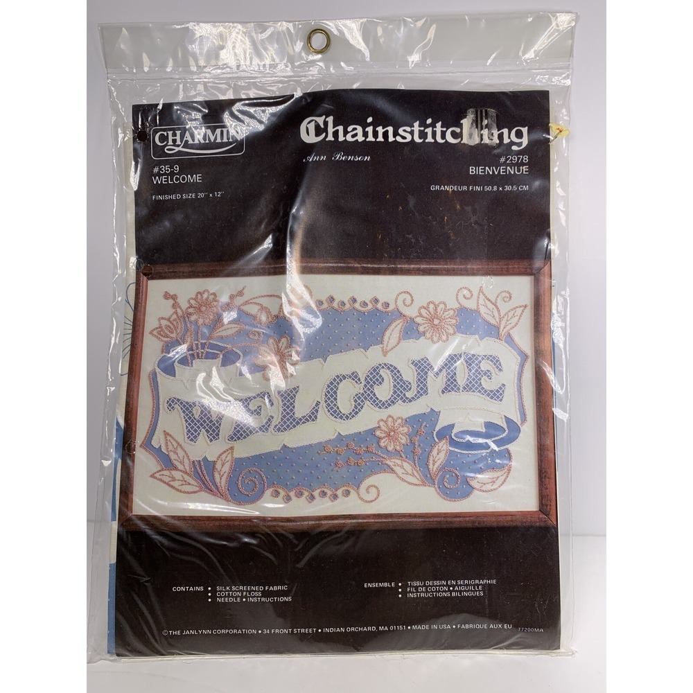 Charmin Ann Benson WELCOME 35-9 Chainstitching Embroidery Kit 20" x‎ 12"